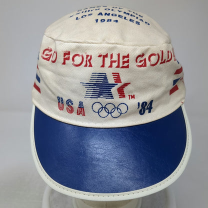 Army Cap White Blue Red One Size 1984 Los Angeles Olympics USA Rings Logo Hat