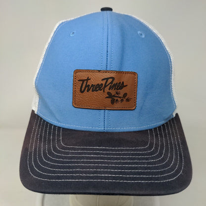 Three Pines Snapback Mesh Back Trucker Hat Multi One Size Leather Patch