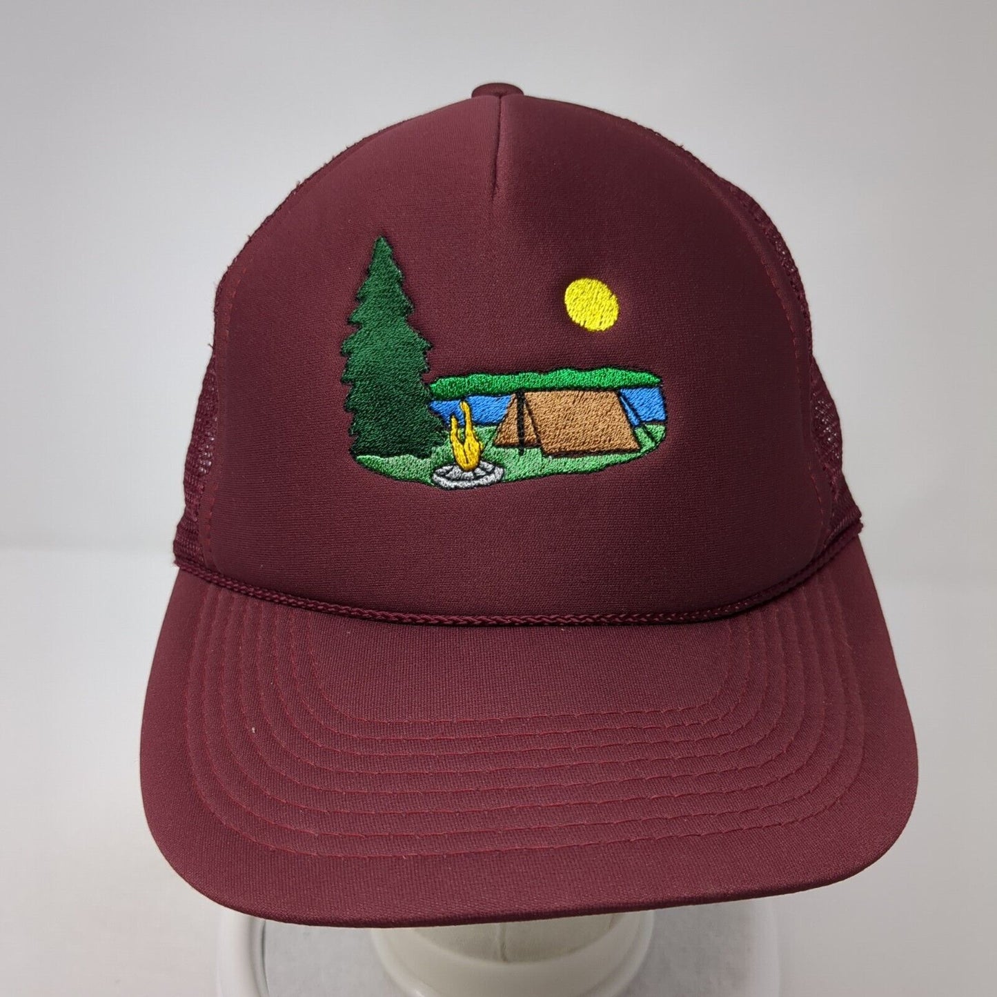 Luna Basics Snapback Trucker Hat Red OS Adjustable Embroidered Mesh Back Rope