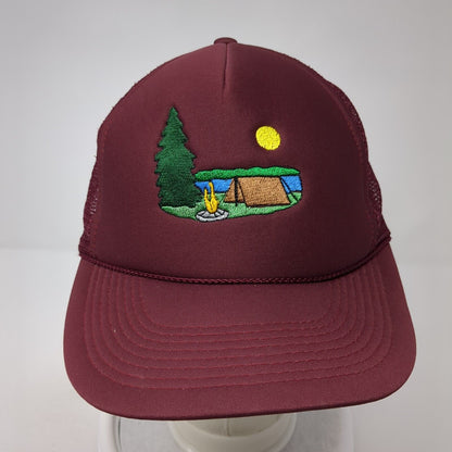 Luna Basics Snapback Trucker Hat Red OS Adjustable Embroidered Mesh Back Rope