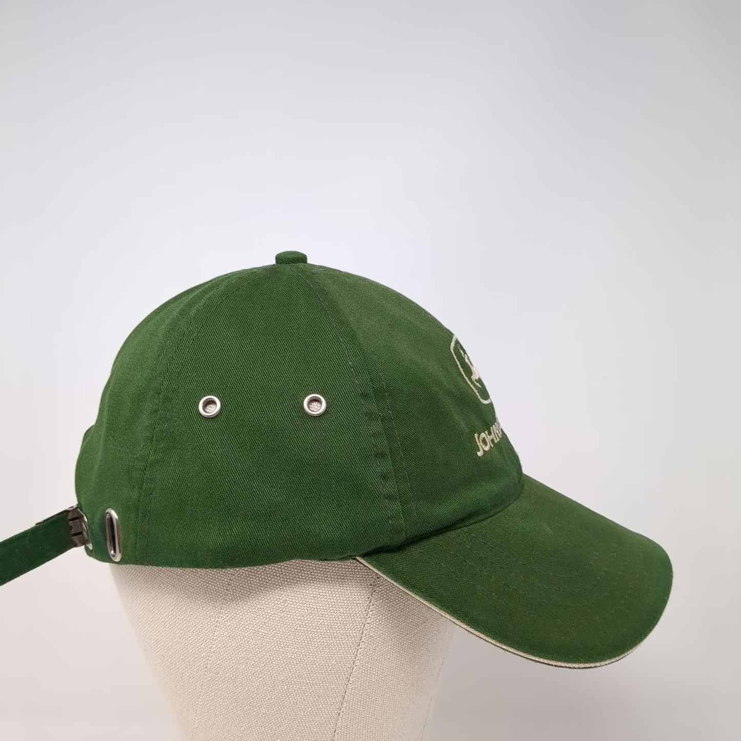 KC Caps John Deere Baseball Cap Green One Size Hat Slideback Logo Sandwich Brim