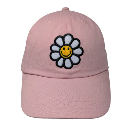 Sunflower Strapback Hat Pink One Size Adjustable Embroidered 6 Panel Cotton