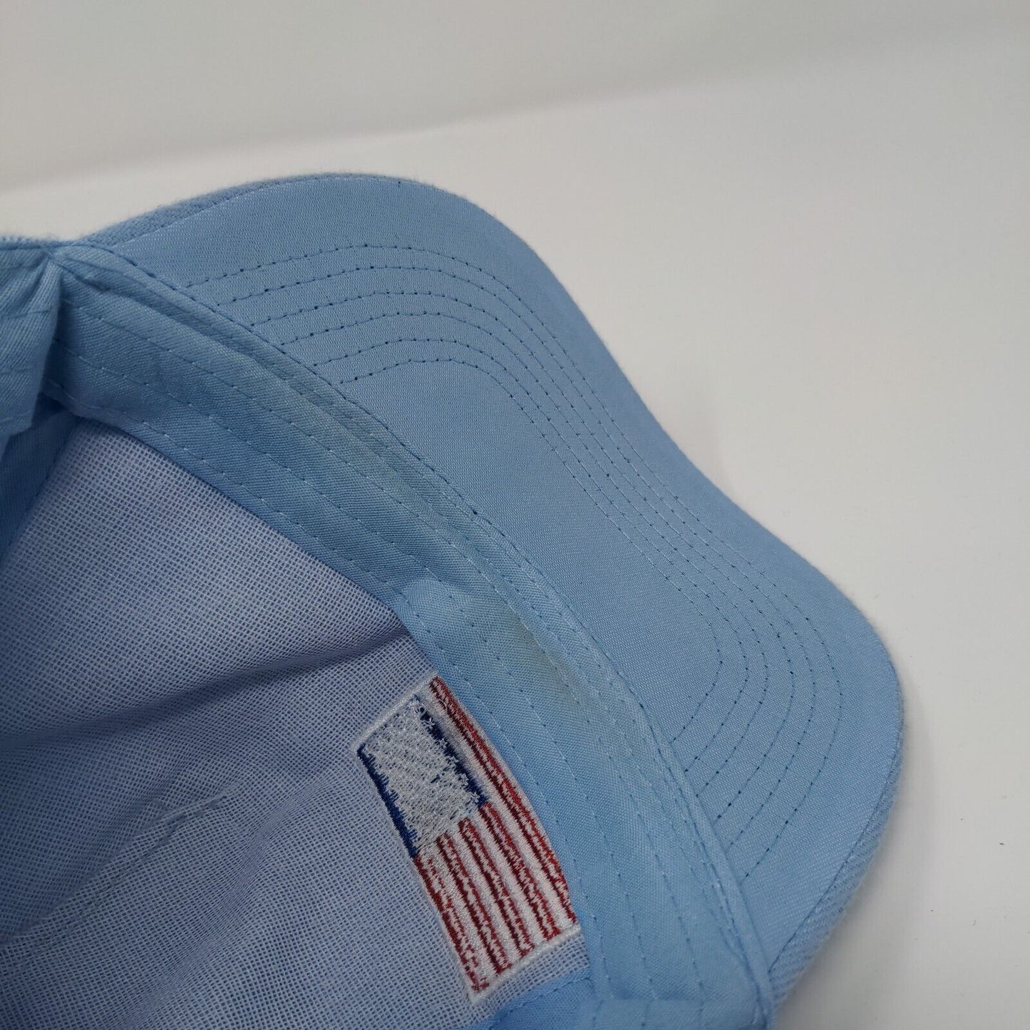 American Flag Strapback Hat Blue OSFA Adjustable Embroidered Patriotic Polyester