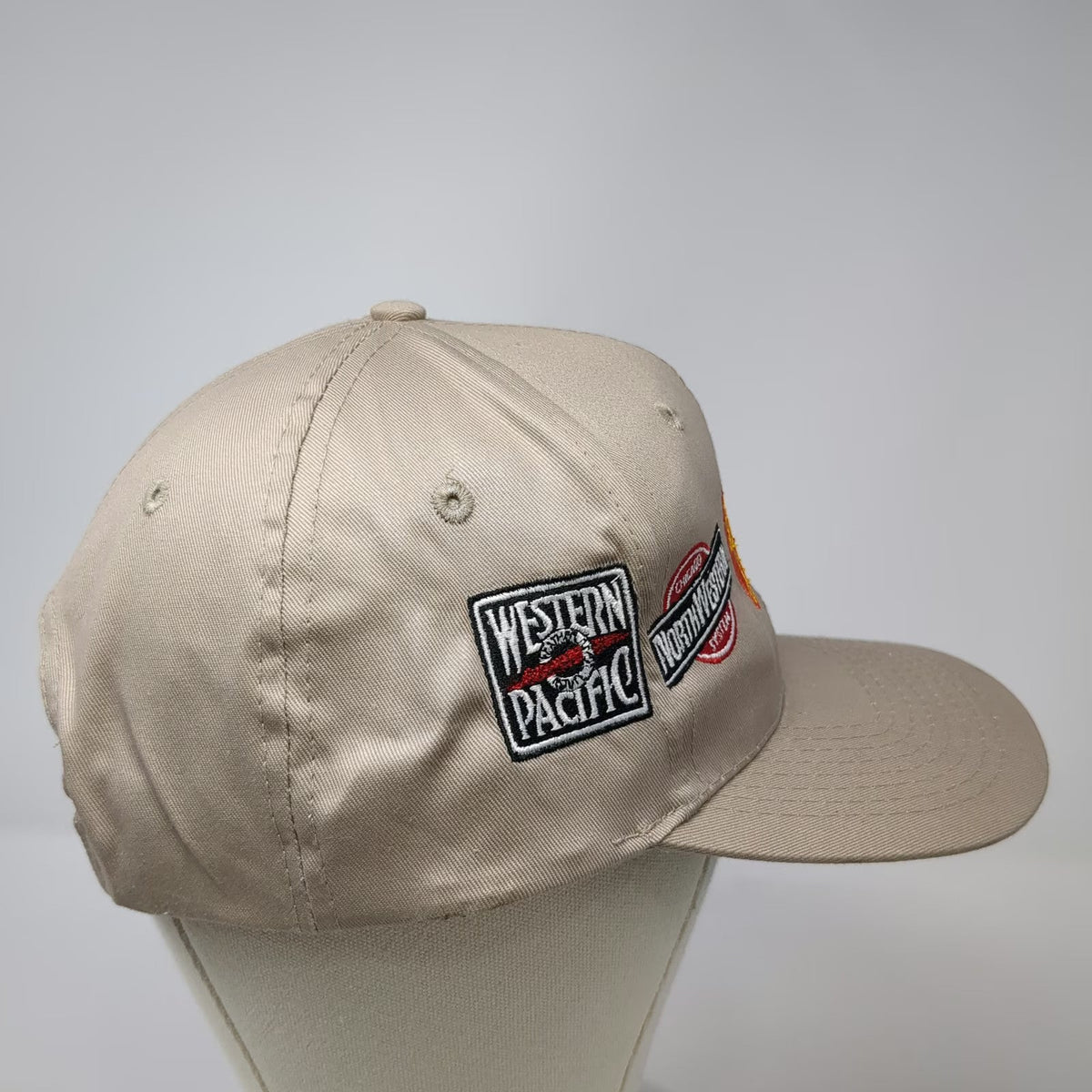 Cobra Caps Snapback Hat Beige One Size Union Pacific Railroad Multi-Logo Cotton