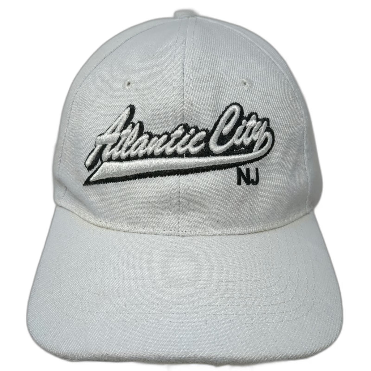 White Atlantic City NJ One Size Baseball Cap Hat Embroidered Adjustable Strap