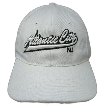 White Atlantic City NJ One Size Baseball Cap Hat Embroidered Adjustable Strap
