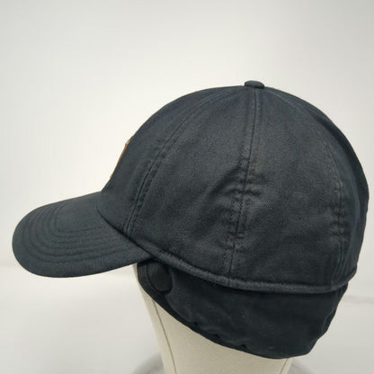 Carhartt Baseball Cap Black XL Fitted Ear Flaps Leather Patch Work Outdoor Hat