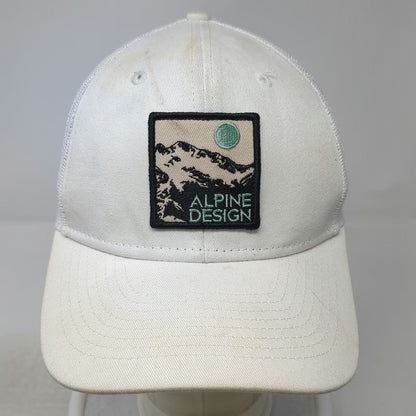 Alpine Design Trucker Hat White One Size Mountain Patch Mesh Back Snapback Cap