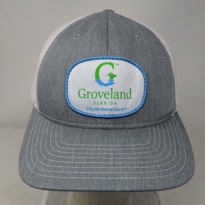 Groveland Florida Snapback Trucker Hat Gray OS Adjustable Mesh Back Richardson