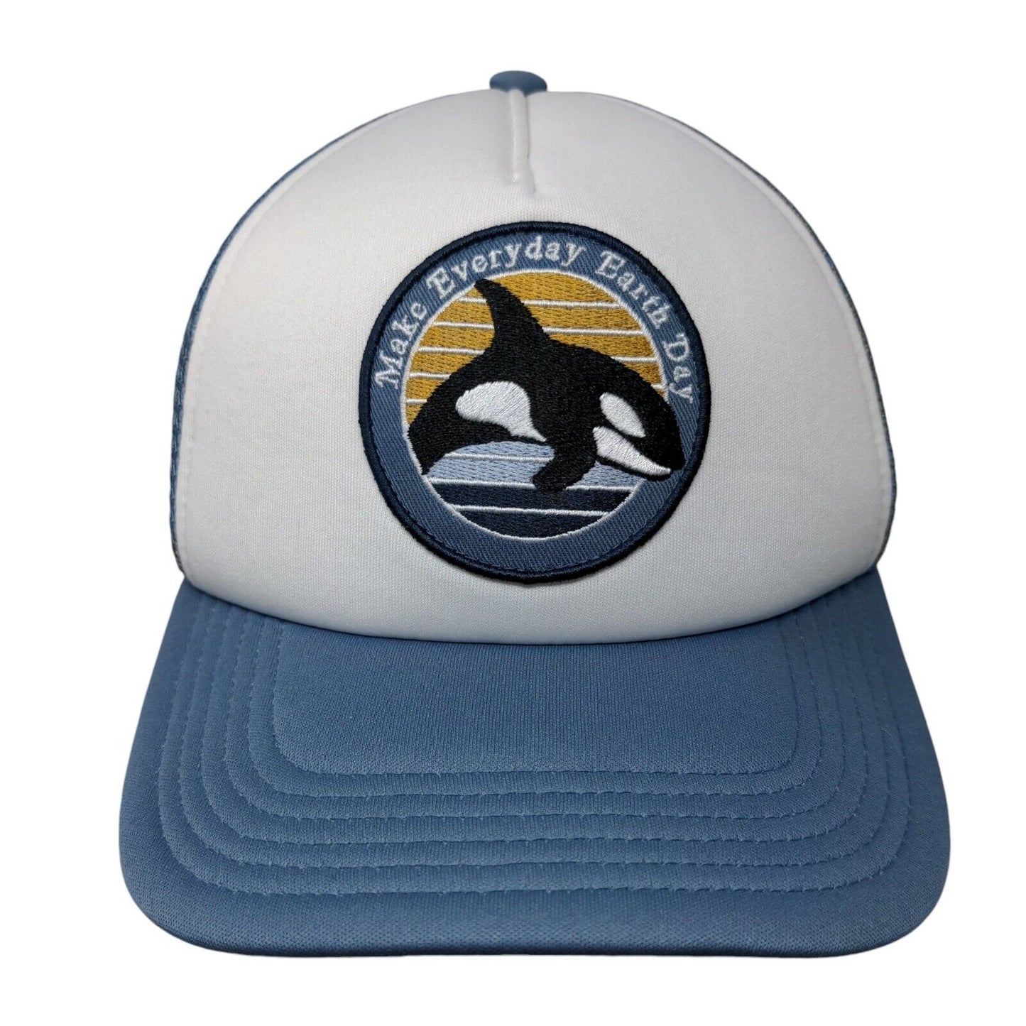 Make Everyday Earth Day Snapback Mesh Back Trucker Hat Blue OSFM Mighty Fine
