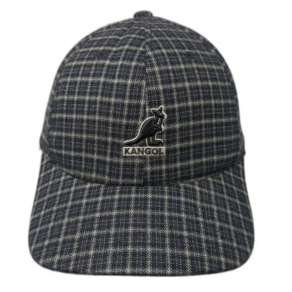 Kangol Baseball Cap Blue Gray White XL Flexfit Mini Plaid Kangaroo Logo Hat