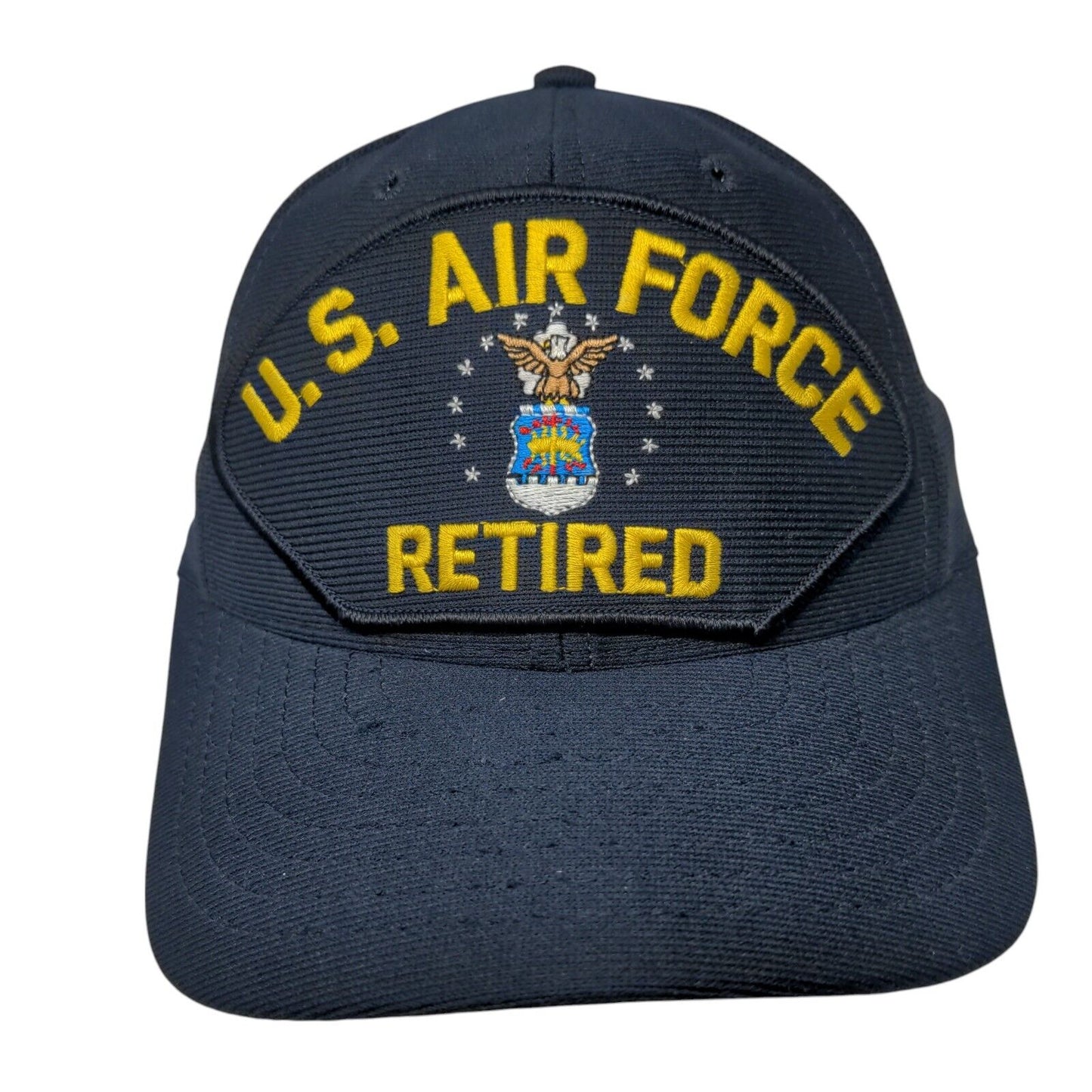 US Air Force Retired Snapbak Hat Blue OSFA Adjustable Embroidered Eagle Crest