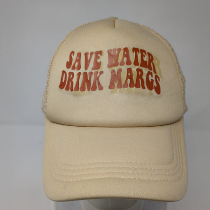 Save Water Drink Margs Snapback Trucker Hat Tan One Size Mesh Back