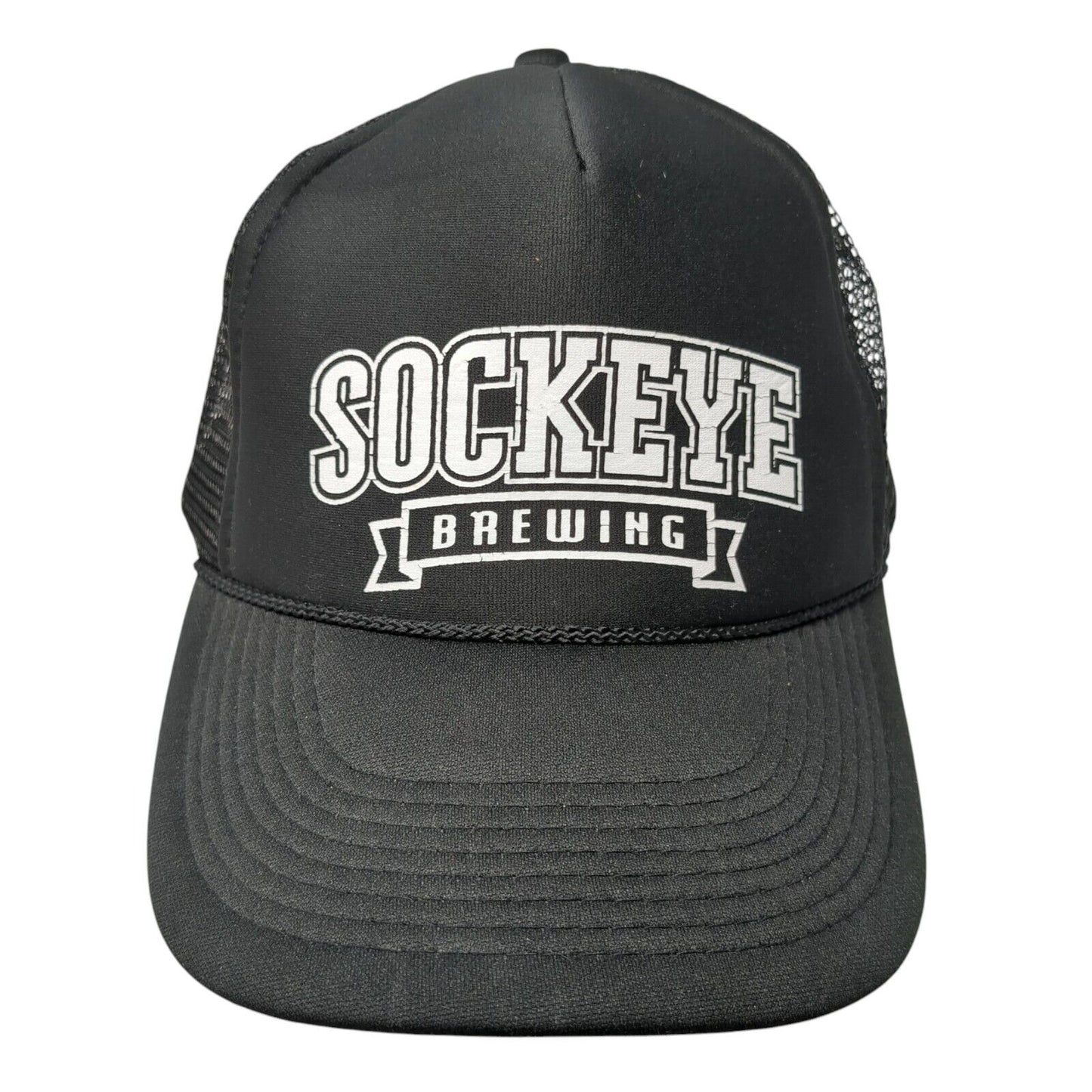 Sockeye Brewing Snapback Trucker Hat Black OS Adjustable Mesh Back Rope Otto