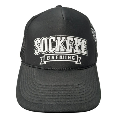Sockeye Brewing Snapback Trucker Hat Black OS Adjustable Mesh Back Rope Otto