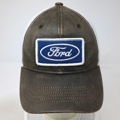 Outdoor Cap Brown Trucker Hat One Size Ford Logo Patch Mesh Distressed Snapback