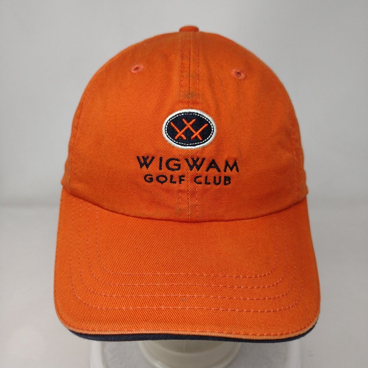 Wigwam Golf Club Slideback Hat Orange OSFA Adjustable Embroidered Cotton