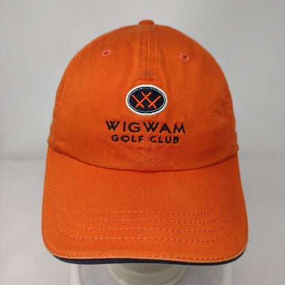 Wigwam Golf Club Slideback Hat Orange OSFA Adjustable Embroidered Cotton