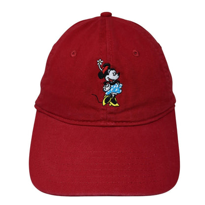 Minnie Mouse Slideback Hat Red One Size Adjustable Embroidered 6 Panel Disney
