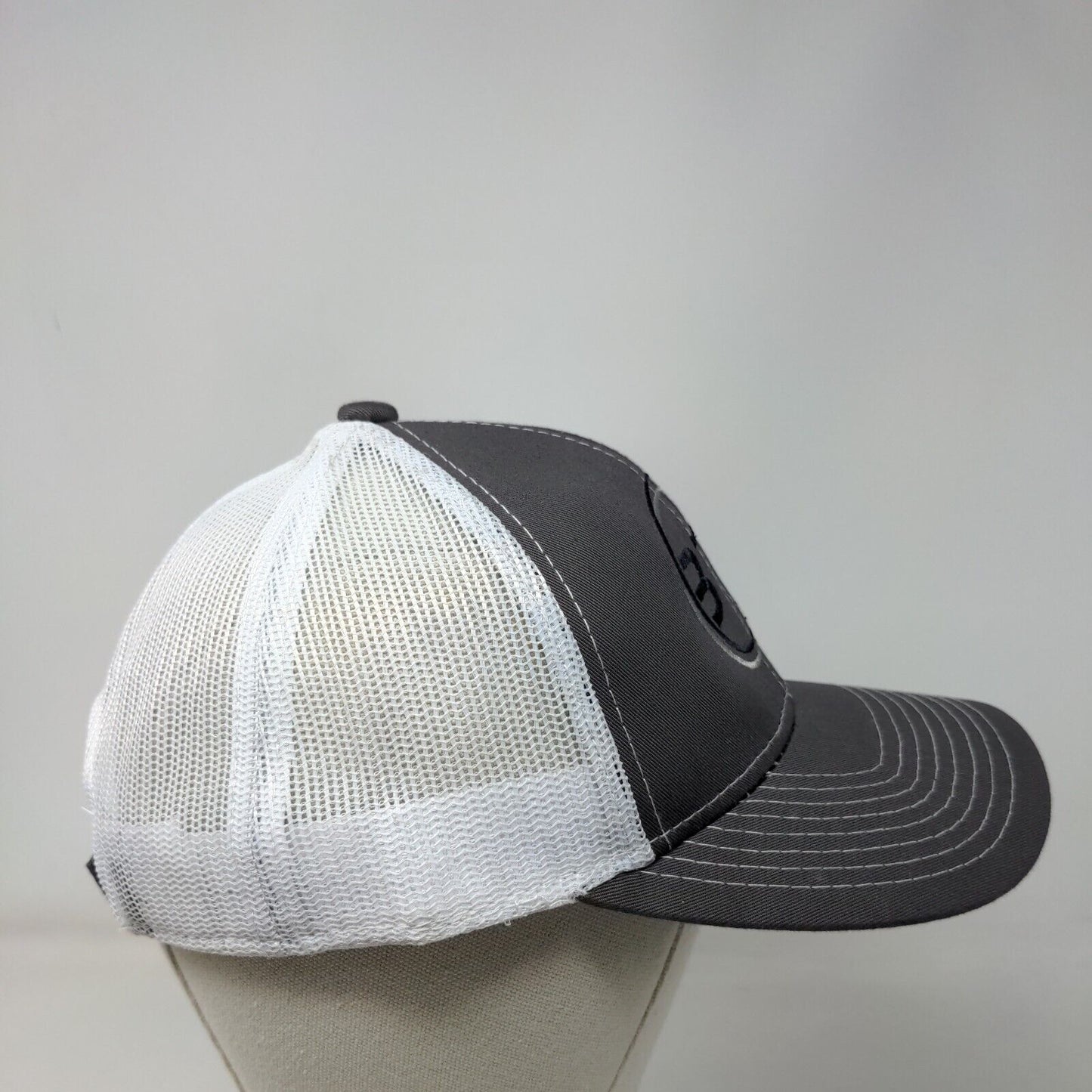 BTB Strapback Mesh Back Trucker Hat Gray OSFM Embroidered Colorblock