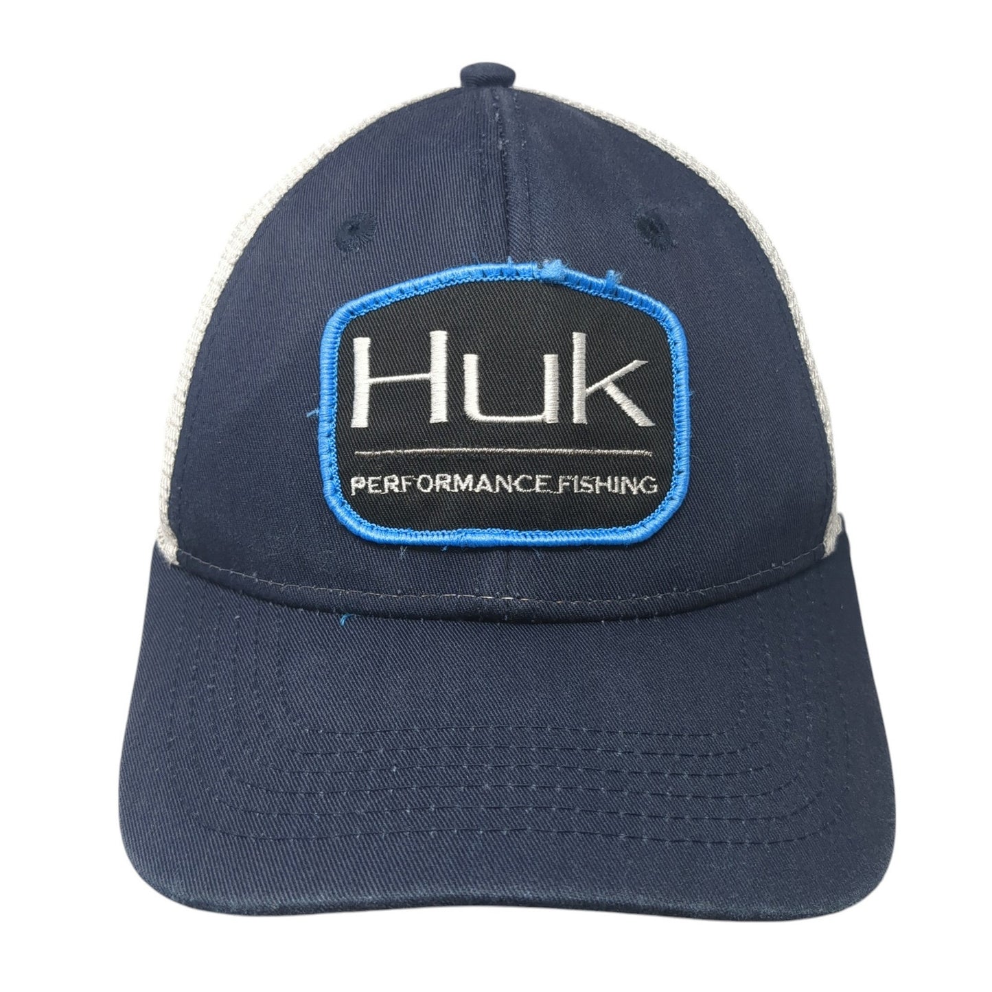 Huk Performance Fishing Snapback Trucker Hat Blue One Size Adjustable Mesh Back