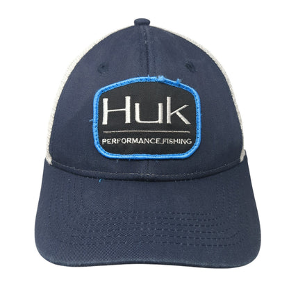 Huk Performance Fishing Snapback Trucker Hat Blue One Size Adjustable Mesh Back