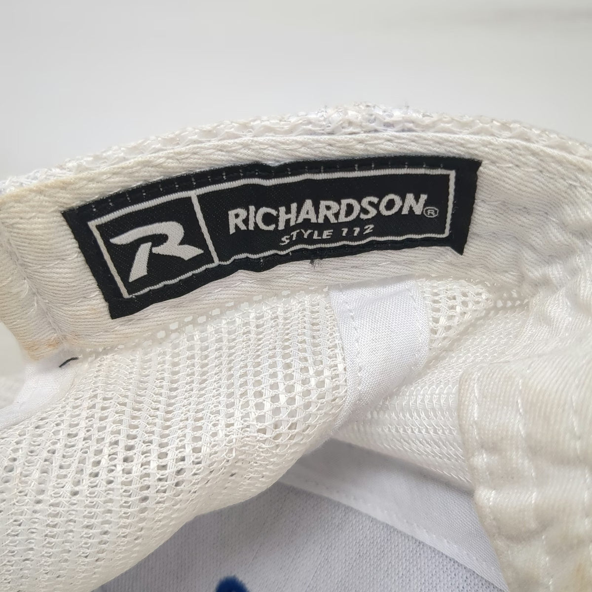 Richardson 112 Trucker Hat Blue Gray White One Size Leather Patch Snapback