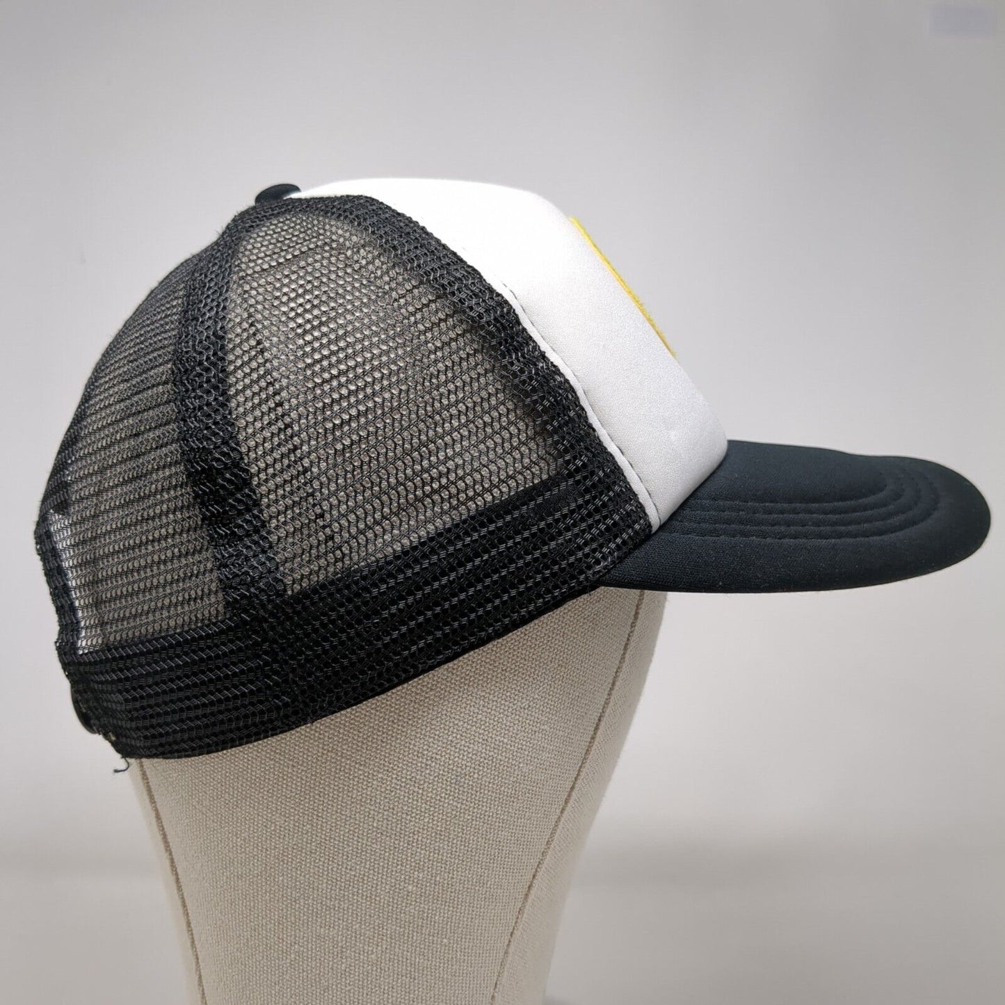 Smiley Face Patch Snapback Trucker Hat Black OSFA Mesh Back Colorblock