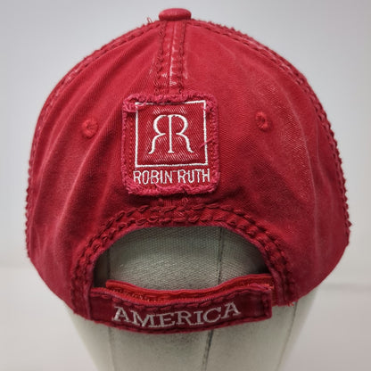 Robin Ruth Baseball Cap Red One Size 2026 USA Flag Distressed America Hat
