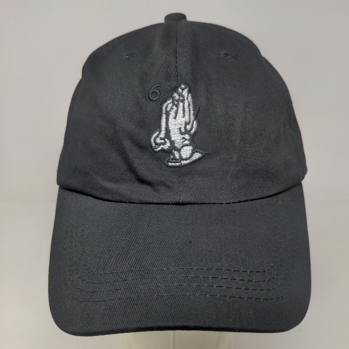 Unbranded Men's Slideback Hat Black Adjustable Embroidered Prayer Hands Logo