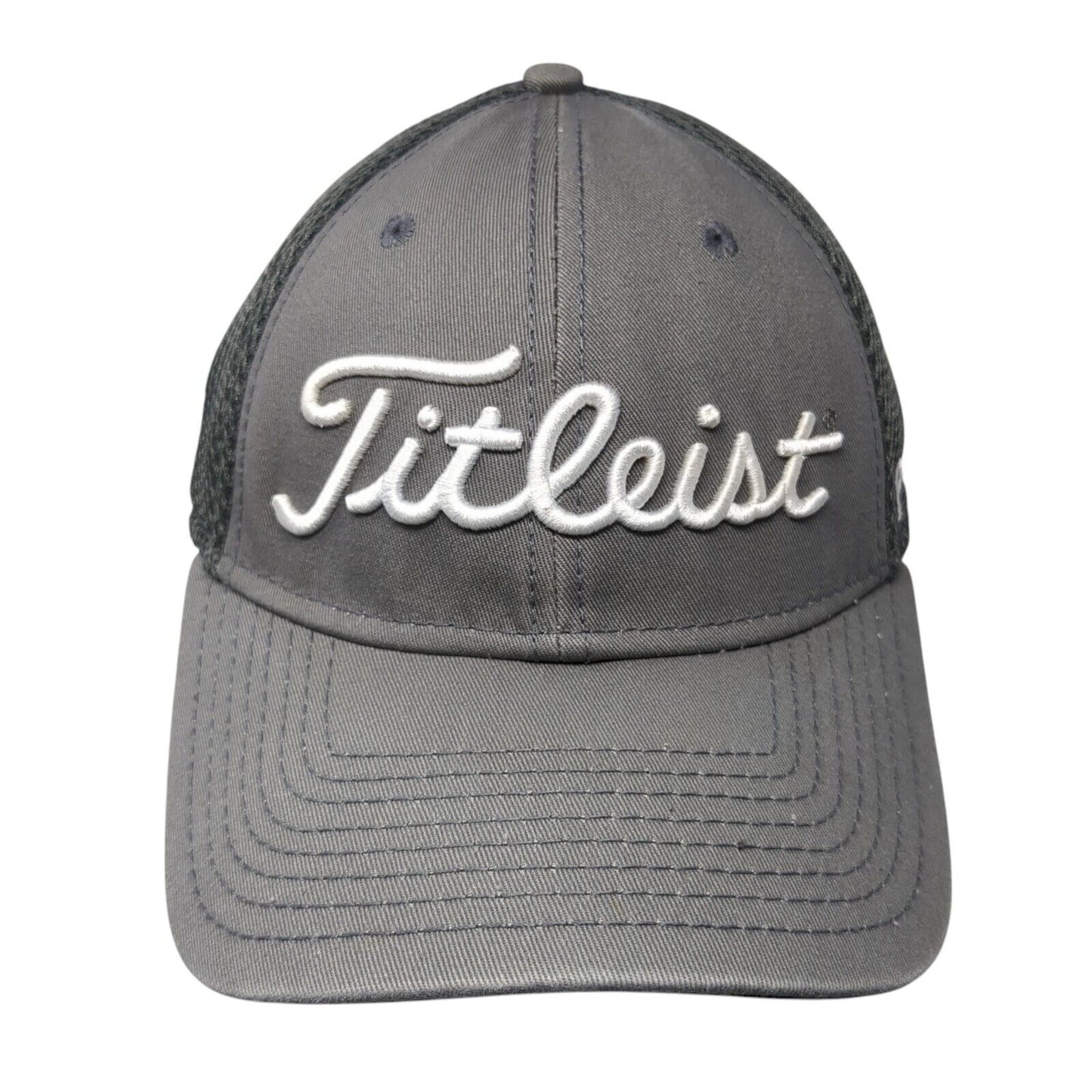 Titleist FJ Pro V1 Fitted Mesh Back Golf Hat Gray S-M New Era 6 Panel