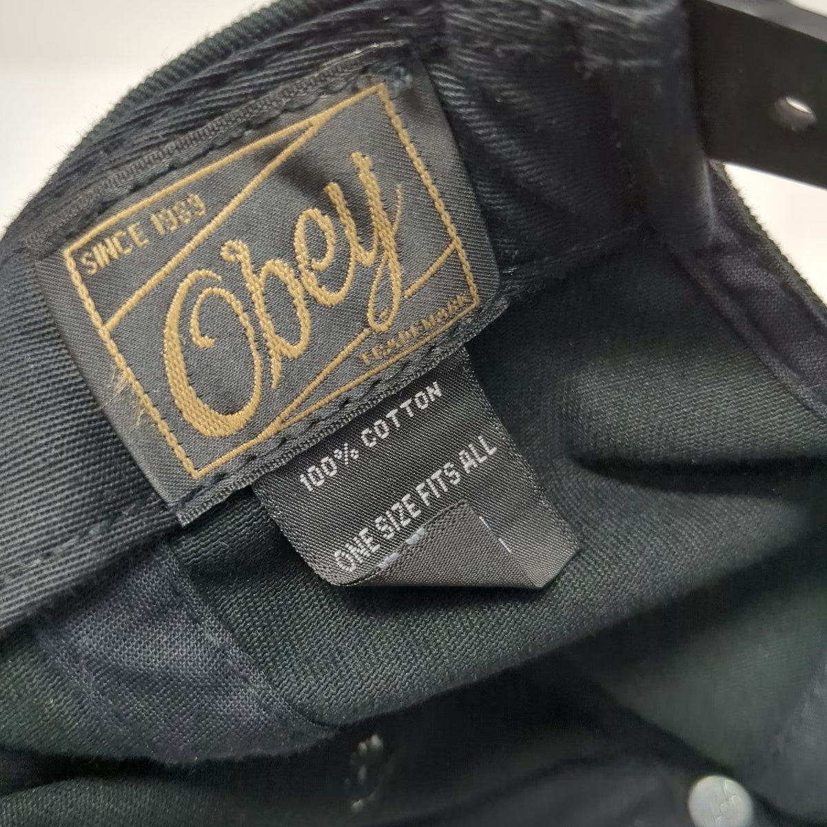 Obey 5 Panel Black Hat One Size Snapback Propaganda MFG 89 Worldwide Dissent