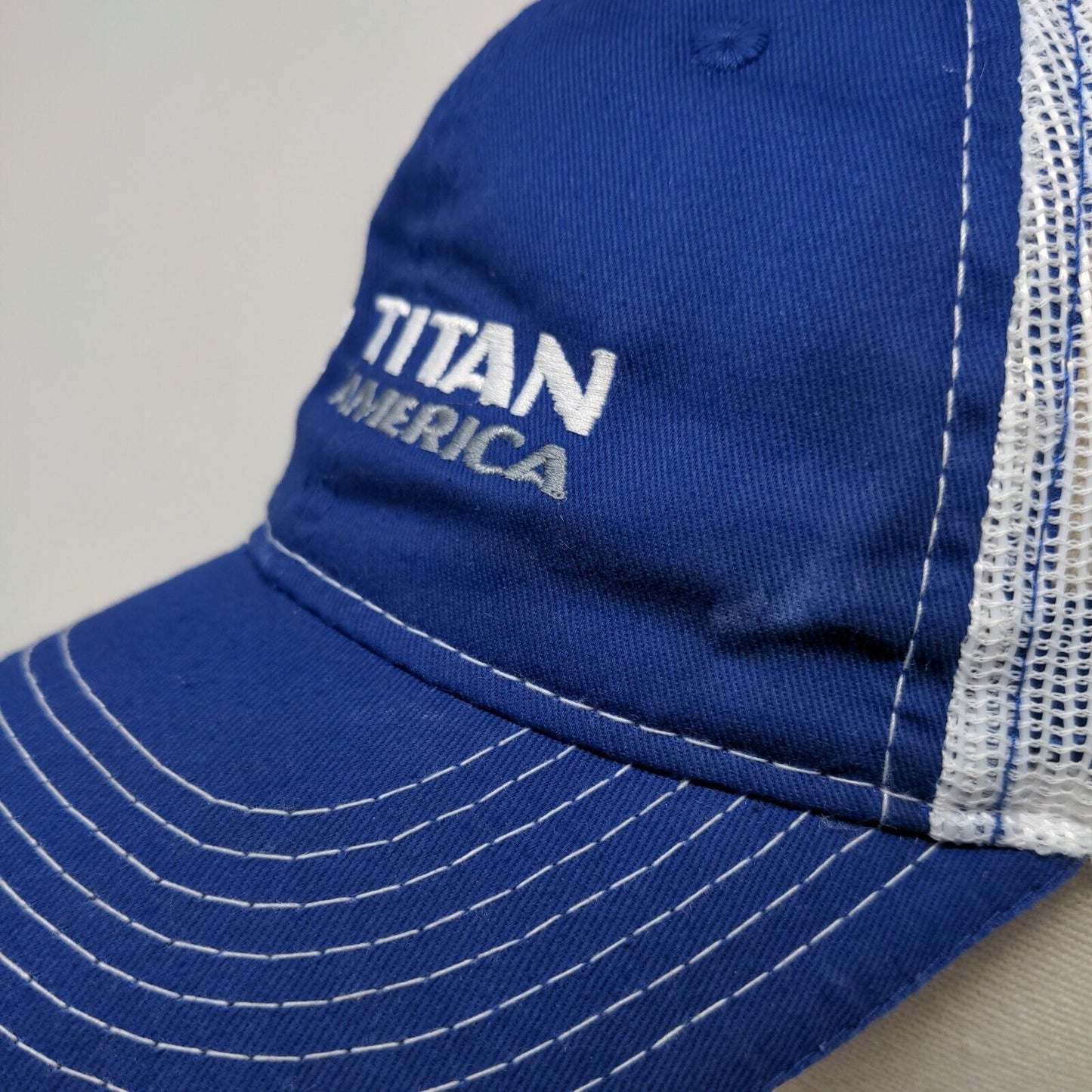 Titan America Snapback Mesh Back Trucker Hat Blue Adult Outdoor Cap