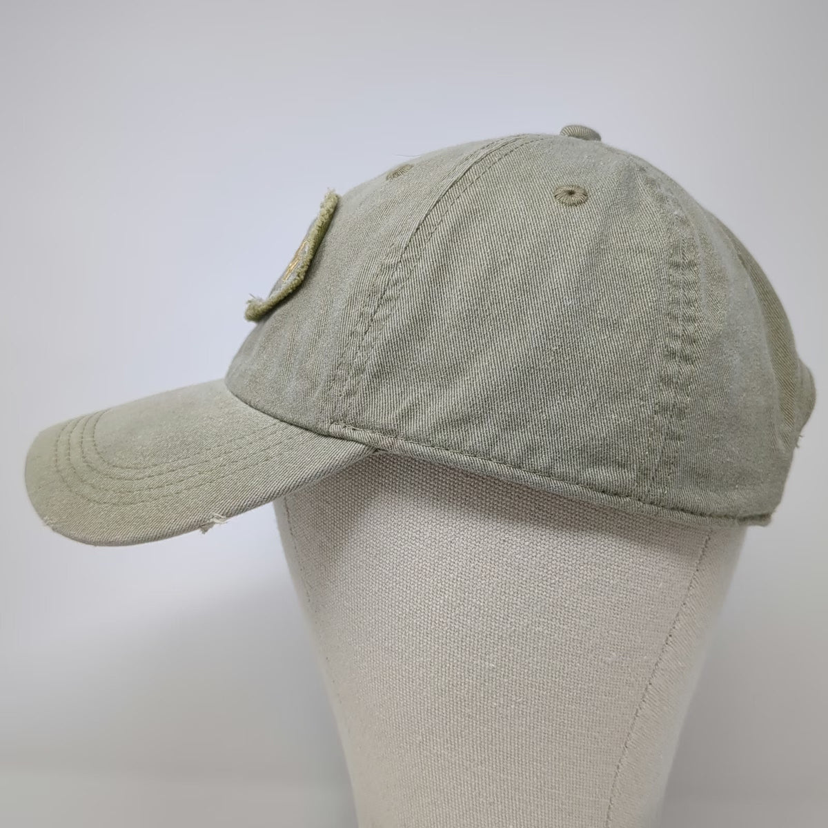 Authentic Pigment Baseball Cap Green One Size Distressed Patch Frayed Brim Hat