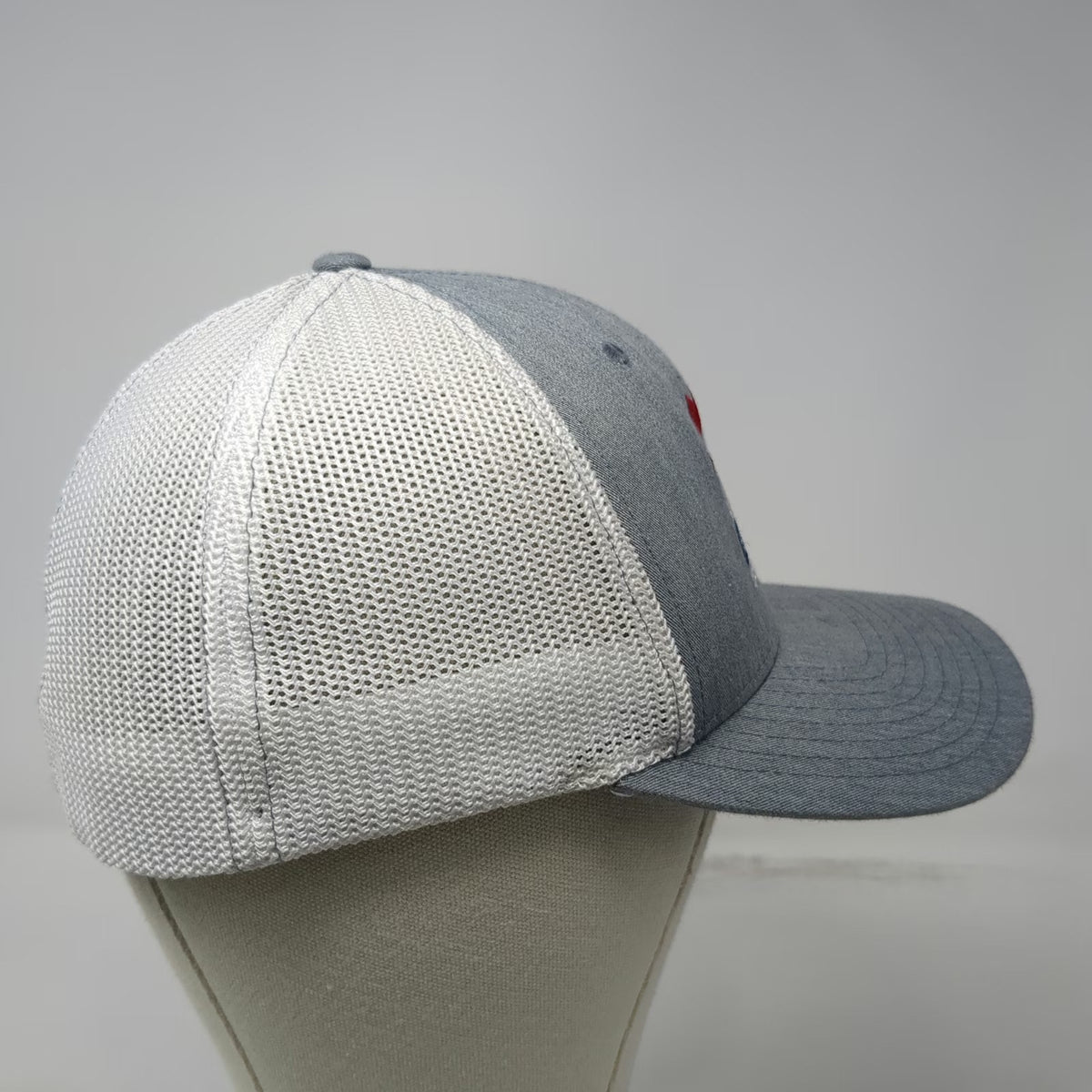 Richardson Baseball Cap Gray White Red M Mesh Flexfit High Mountain Heroes Hat