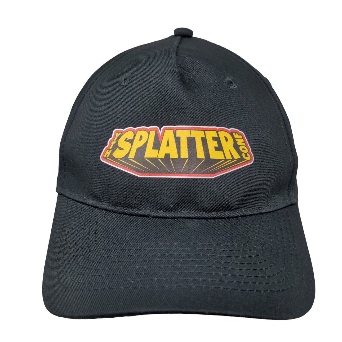 Splatter Strapback Hat Black One Size Adjustable 5 Panel Cotton Port & Company