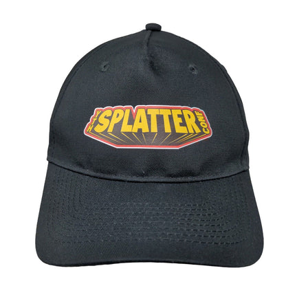 Splatter Strapback Hat Black One Size Adjustable 5 Panel Cotton Port & Company