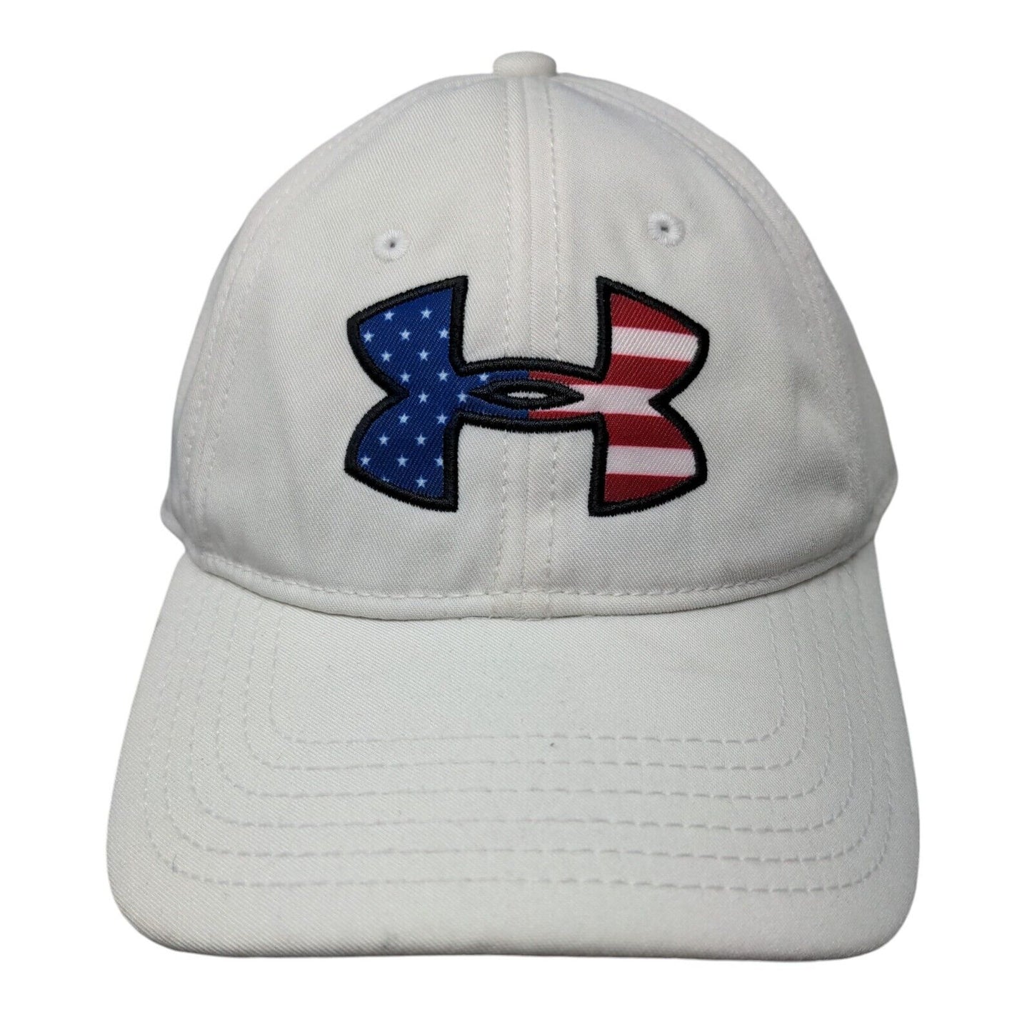 Under Armour Snapback Hat Cream OSFA Adjustable Embroidered Patriotic 6 Panel