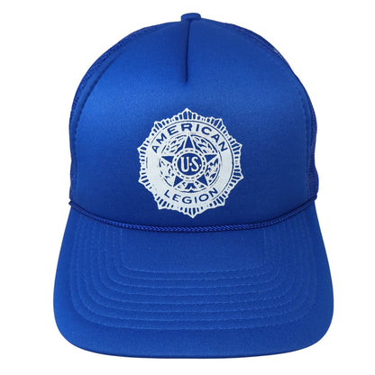American Legion Snapback Trucker Hat Blue One Size Mesh Back Adjustable