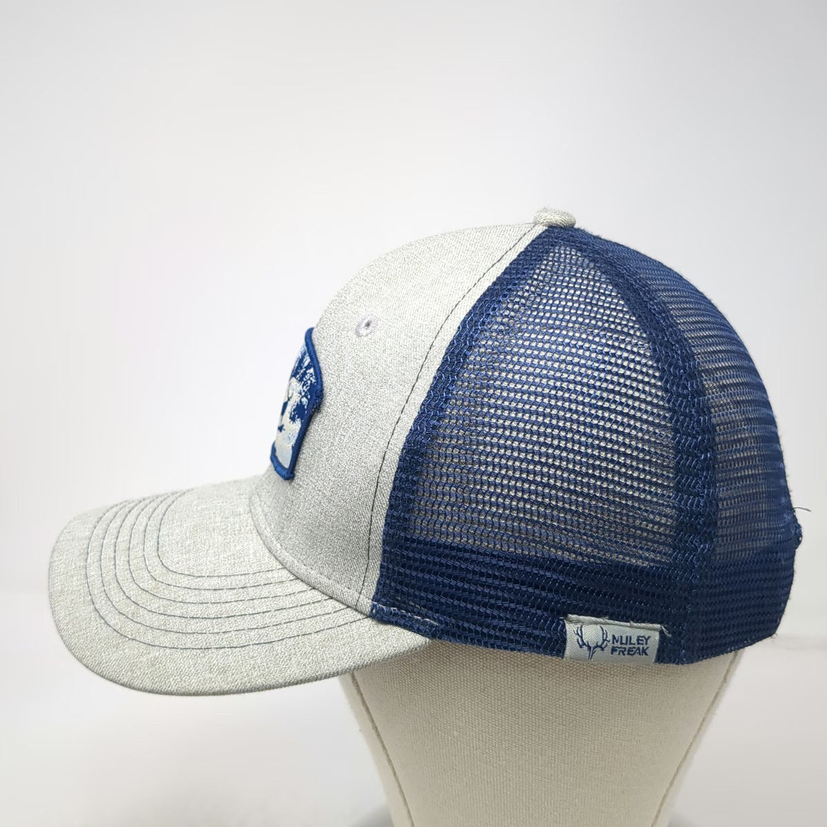 Muley Freak Trucker Hat Gray Blue One Size Mule Deer Country Hunting Patch Hat