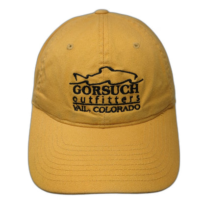 Flexfit Baseball Cap Yellow One Size Fitted Gorsuch Outfitters Vail Fish Hat