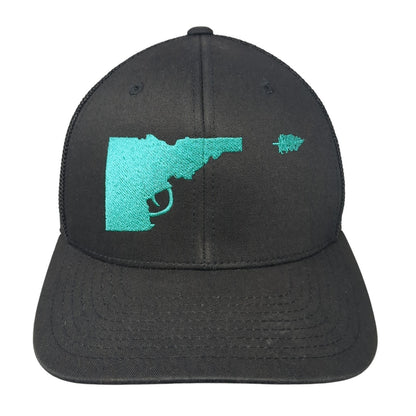 Idaho Gun Fitted Mesh Back Trucker Hat Black One Size Flexfit Yupoong