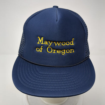 Maywood of Oregon Snapback Rope Trucker Hat Blue One Size Mesh Back