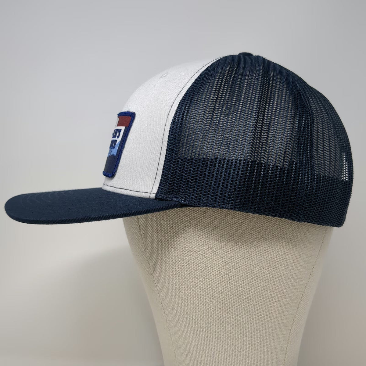 Richardson Trucker Hat Blue L Idaho Charlies Produce Patch Snapback Mesh Logo