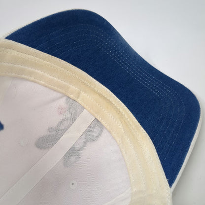 BKYS Baseball Cap White One Size Blue Underbrim Lucky Charm Embroidered Bear Hat