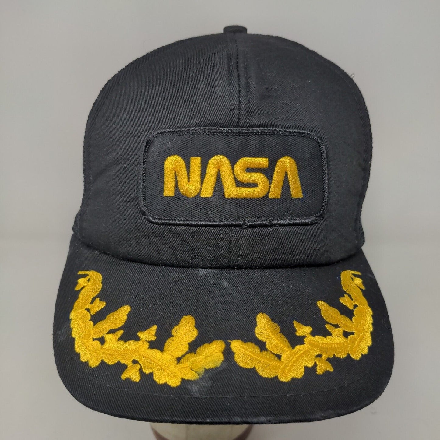 NASA Men's Snapback Mesh Back Hat Black Embroidered Scrambled Eggs Spaceport USA