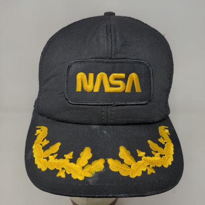 NASA Men's Snapback Mesh Back Hat Black Embroidered Scrambled Eggs Spaceport USA