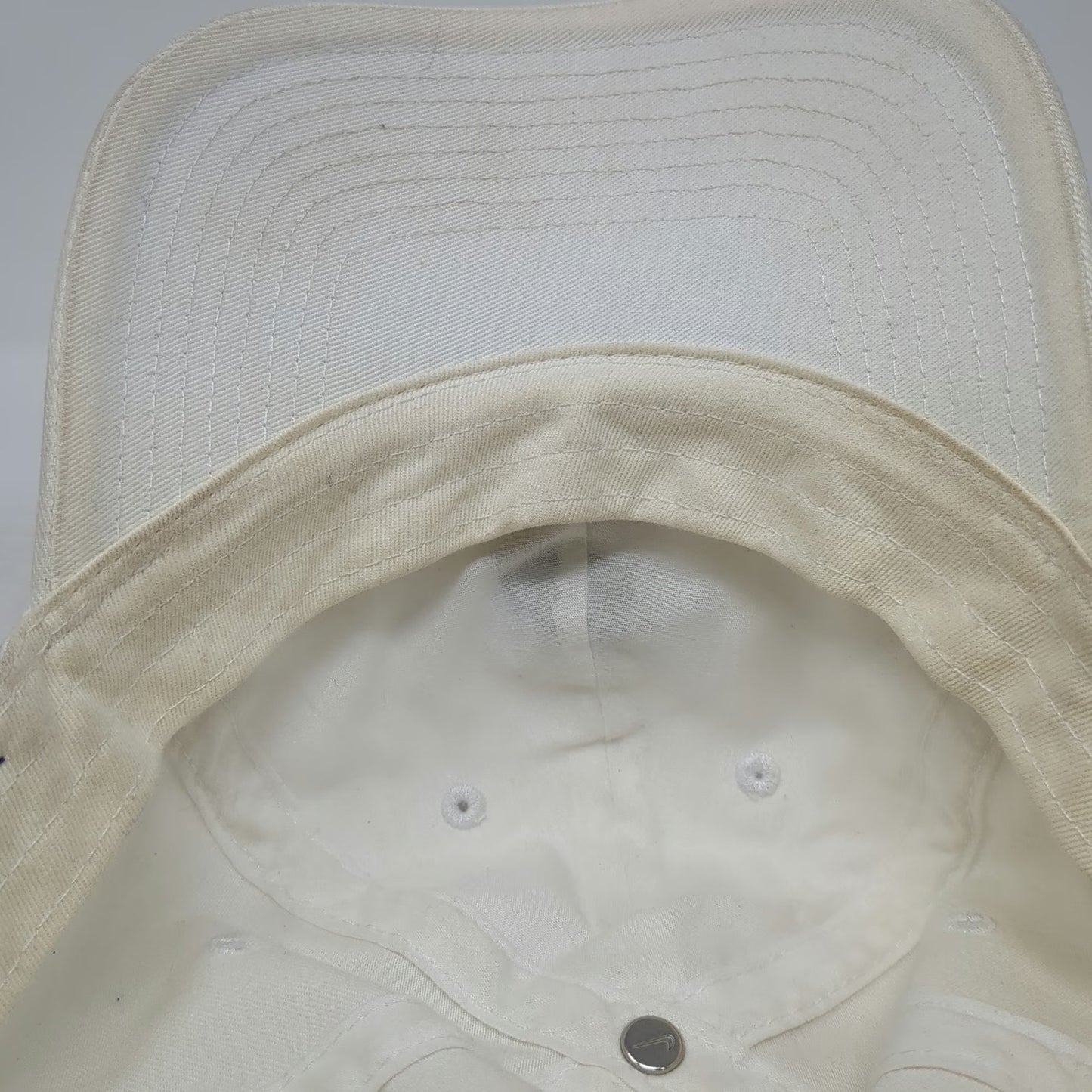 Nike Baseball Cap White OSFM Just Do It Swoosh Safety Pins Slideback Hat Cotton