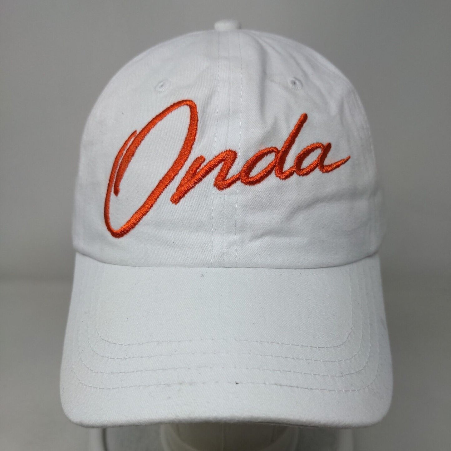 Onda Slideback Hat White OSFM Adjustable Embroidered Vented Holes 6 Panel