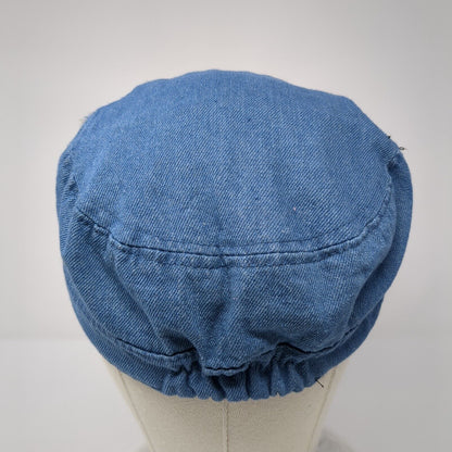 Unbranded Cadet Military Cap Blue One Size Stretch Distressed Denim Cotton